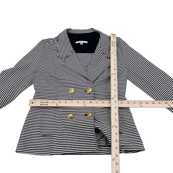 Cabi Striped Double-Breasted Blazer With Gold Buttons thick knit Small - Picture 3 of 5